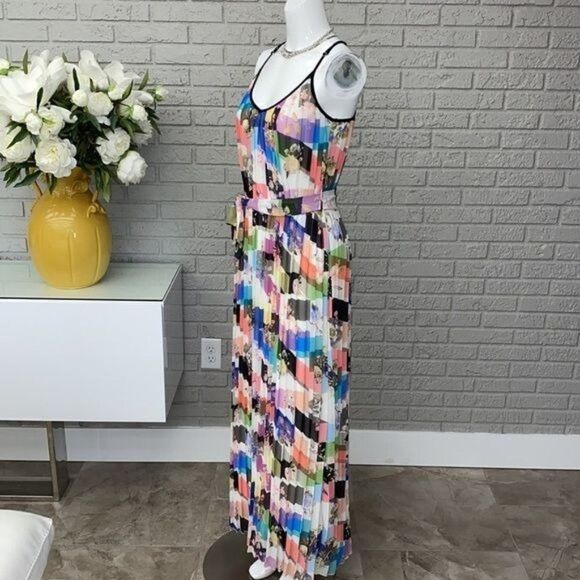 Bar III Colorful Belted Pleated Summer Maxi Dress Size S - Picture 4 of 11